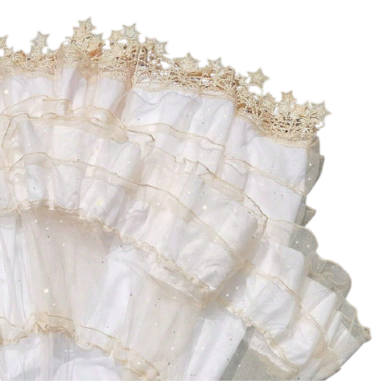 Gothic Lolita Reifrock Krinoline creme mit Sternen und Volant