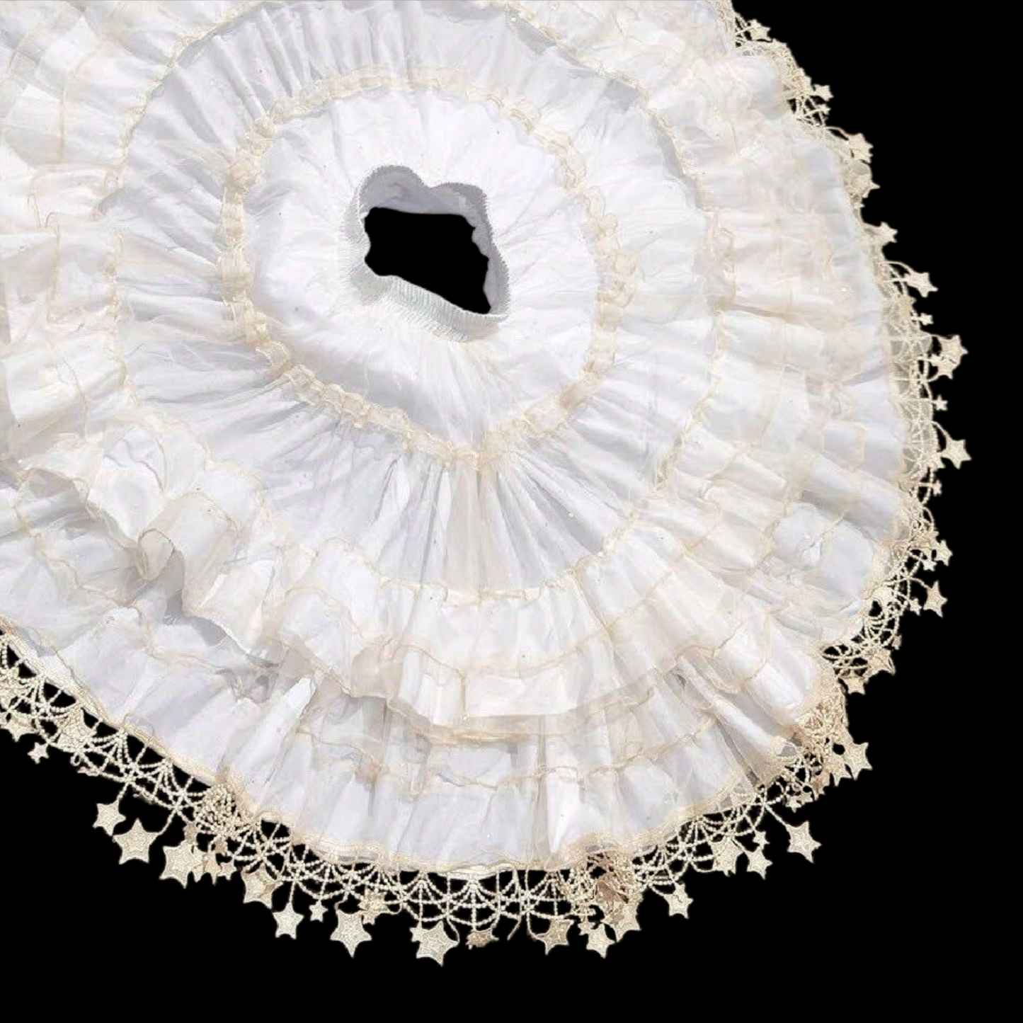 Gothic Lolita Reifrock Krinoline creme mit Sternen und Volant