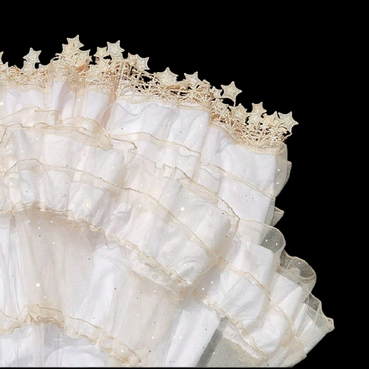 Gothic Lolita Reifrock Krinoline creme mit Sternen und Volant
