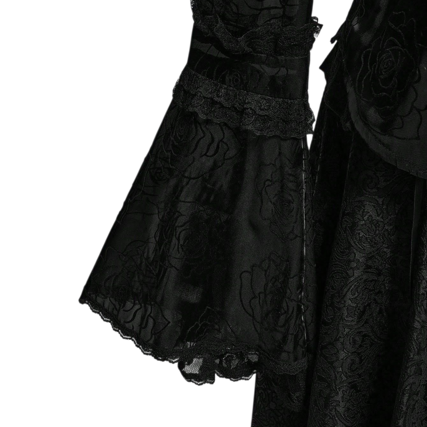 Leichte Organza Rüschenbluse mit Rosenmuster Gothic víctorian lady