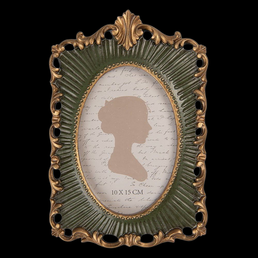 Romantischer Bilderrahmen in grün-gold 10 x 15 cm barock