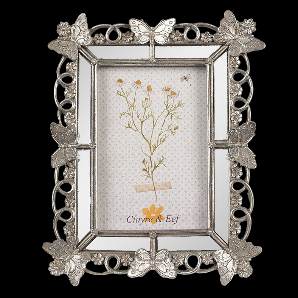 Bilderrahmen 10x15 cm silber Schmetterling mit Glas