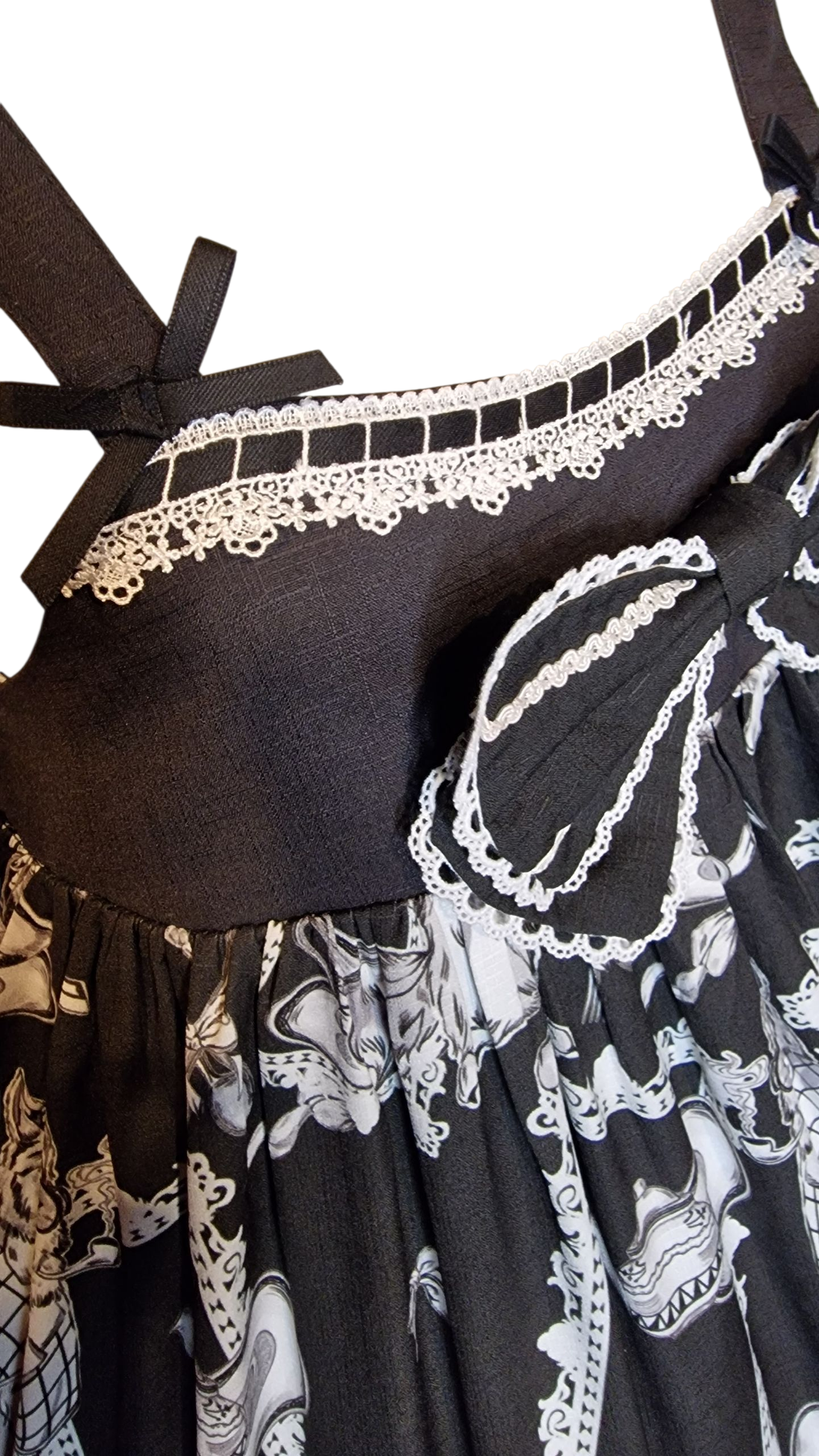 Gothic Lolita Kleid schwarz-weiß mit "Wolf and Rabbit" XXL JSK