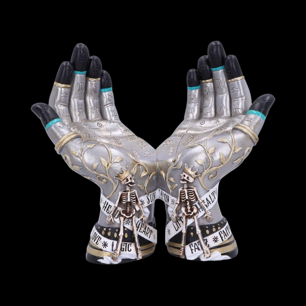 Fantasy Dekofigur Glaskugelhalter Wahrsagerhände Fortine Teller 20cm