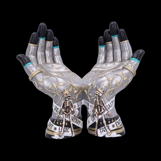 Fantasy Dekofigur Glaskugelhalter Wahrsagerhände Fortine Teller 20cm