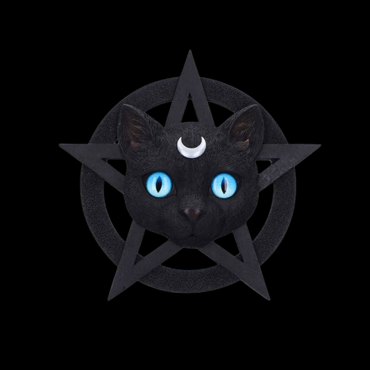 Wanddekoration Feline Katze mit Pentagramm Gothic Deko