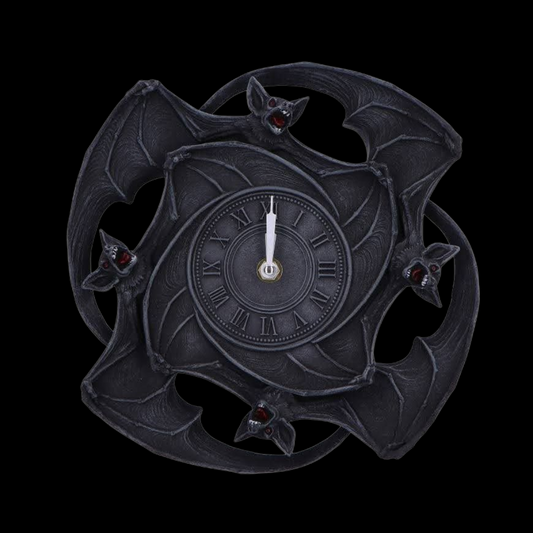 Gothic Wanddekoration Fledermaus Wanduhr schwarz-grau