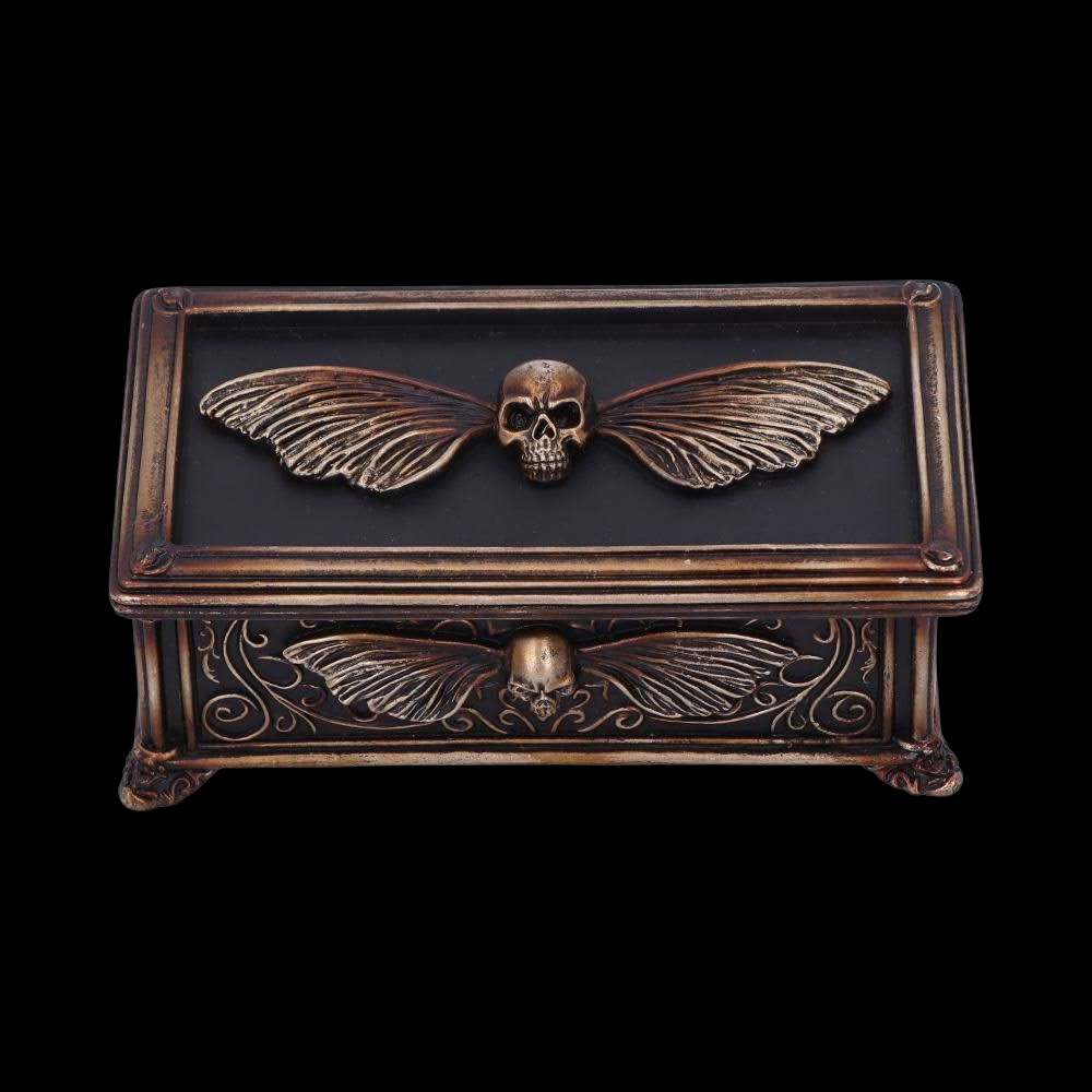 Gothic Dekobox Schmuckschatulle in schwarz-gold Skull "Death's Head "