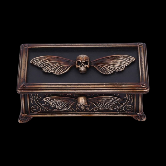 Gothic Dekobox Schmuckschatulle in schwarz-gold Skull "Death's Head "