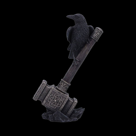 Wikinger Deko Rabe auf Hammer historisch 23 cm