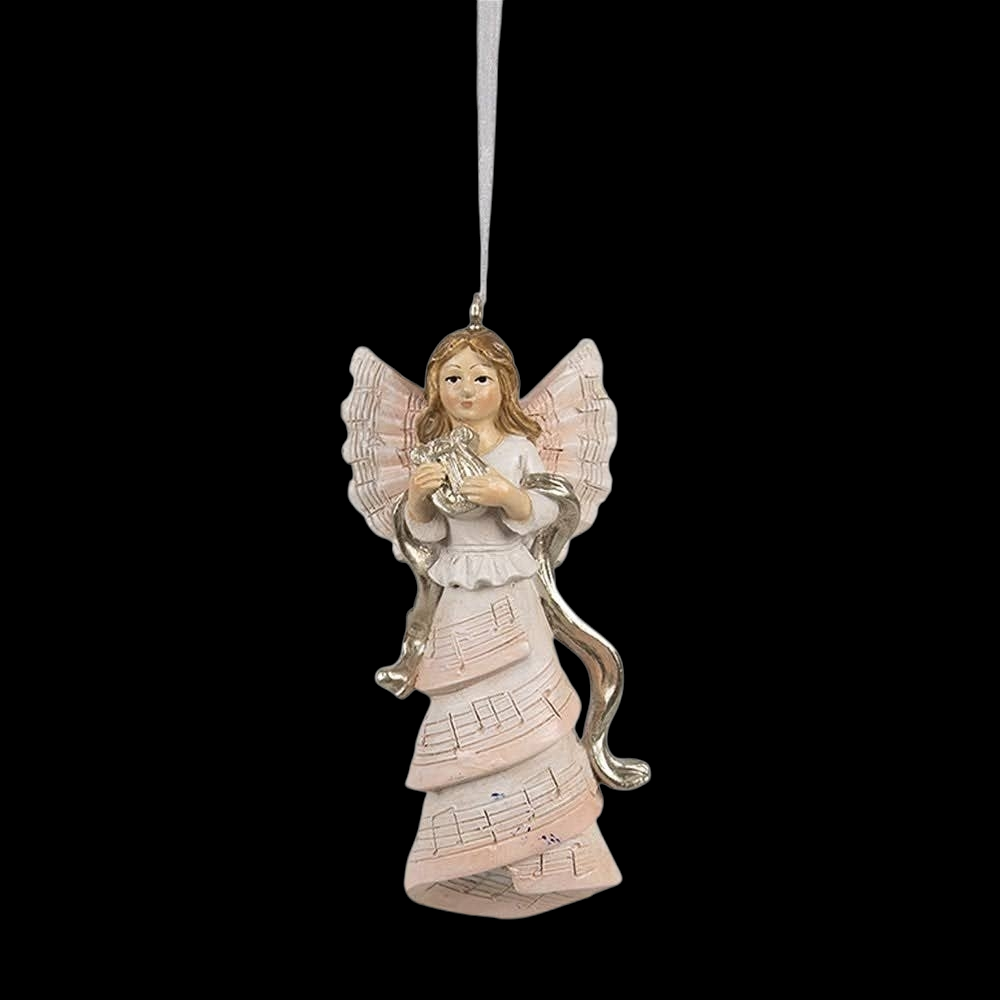 Zauberhafter Christbaumschmuck Engel mit Harfe vintage 10 cm
