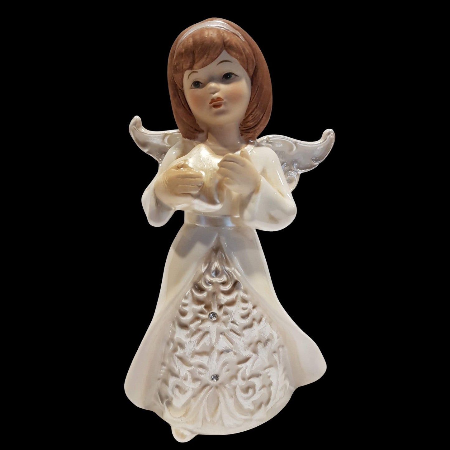 Teelichthalter Engel mit Stern in roségold aus Keramik