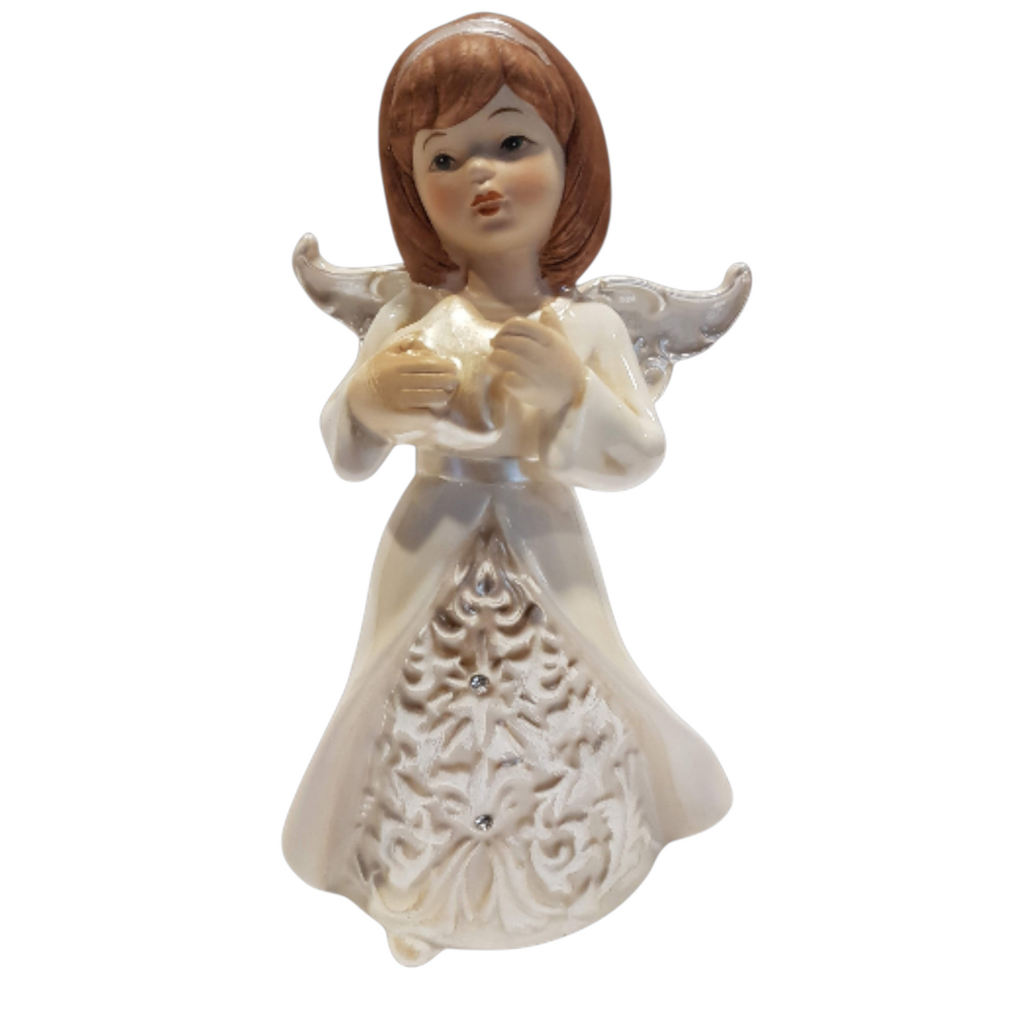 Teelichthalter Engel mit Stern in roségold aus Keramik