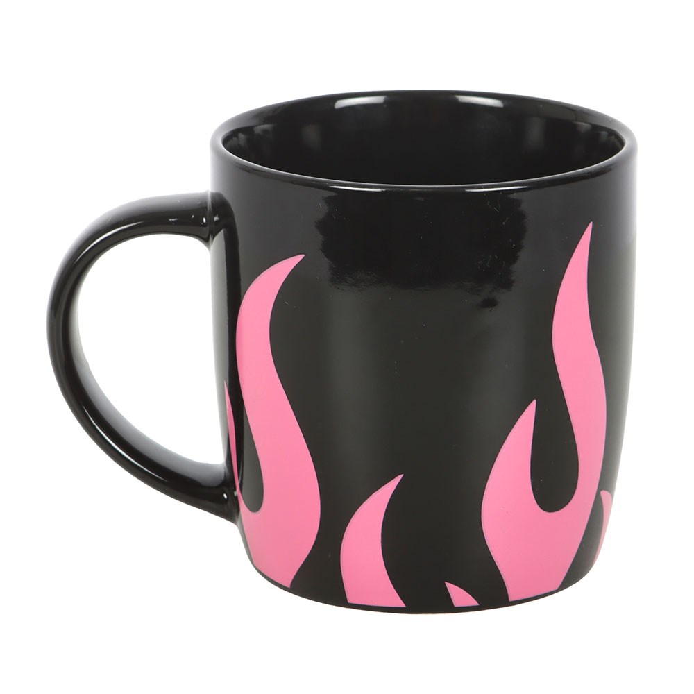 Pink Flame Ceramic Mug Keramiktasse Schwarz mit Flammen
