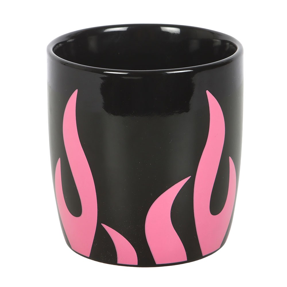 Pink Flame Ceramic Mug Keramiktasse Schwarz mit Flammen