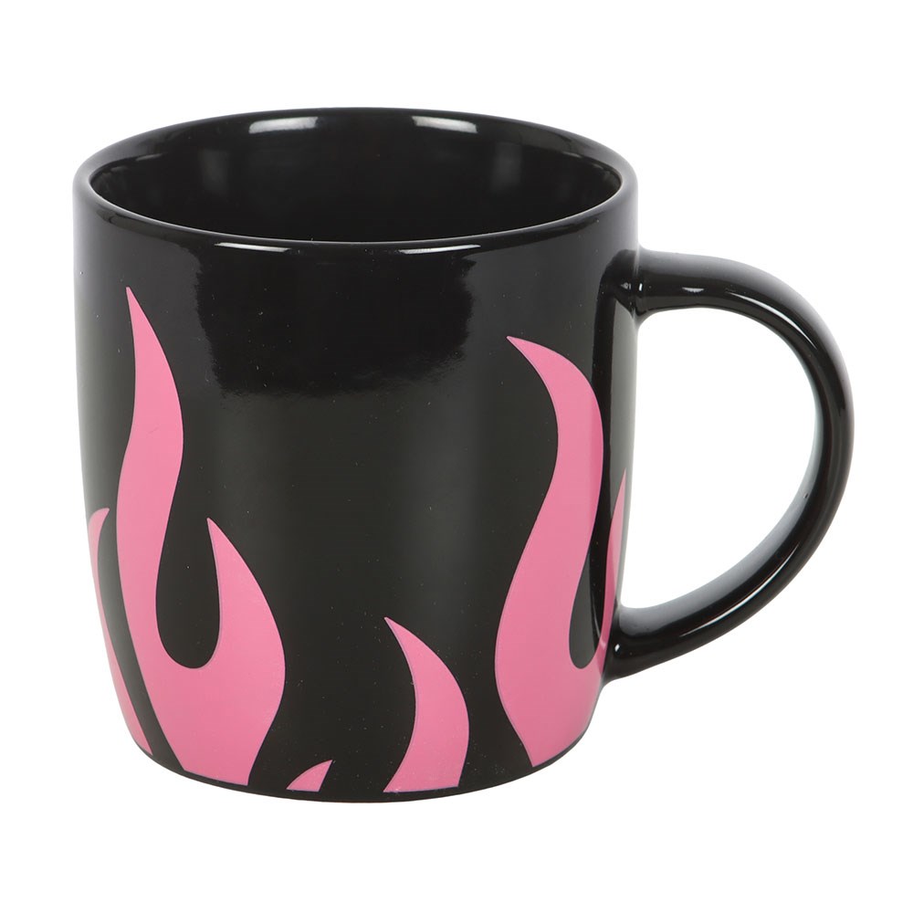 Pink Flame Ceramic Mug Keramiktasse Schwarz mit Flammen