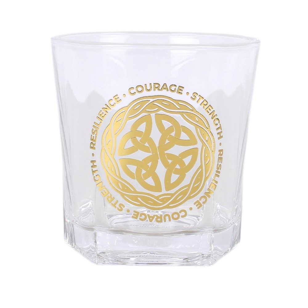 Whiskyglas mit keltischem Schildknoten und Kork-Untersetzer Wikinger Trinkglas