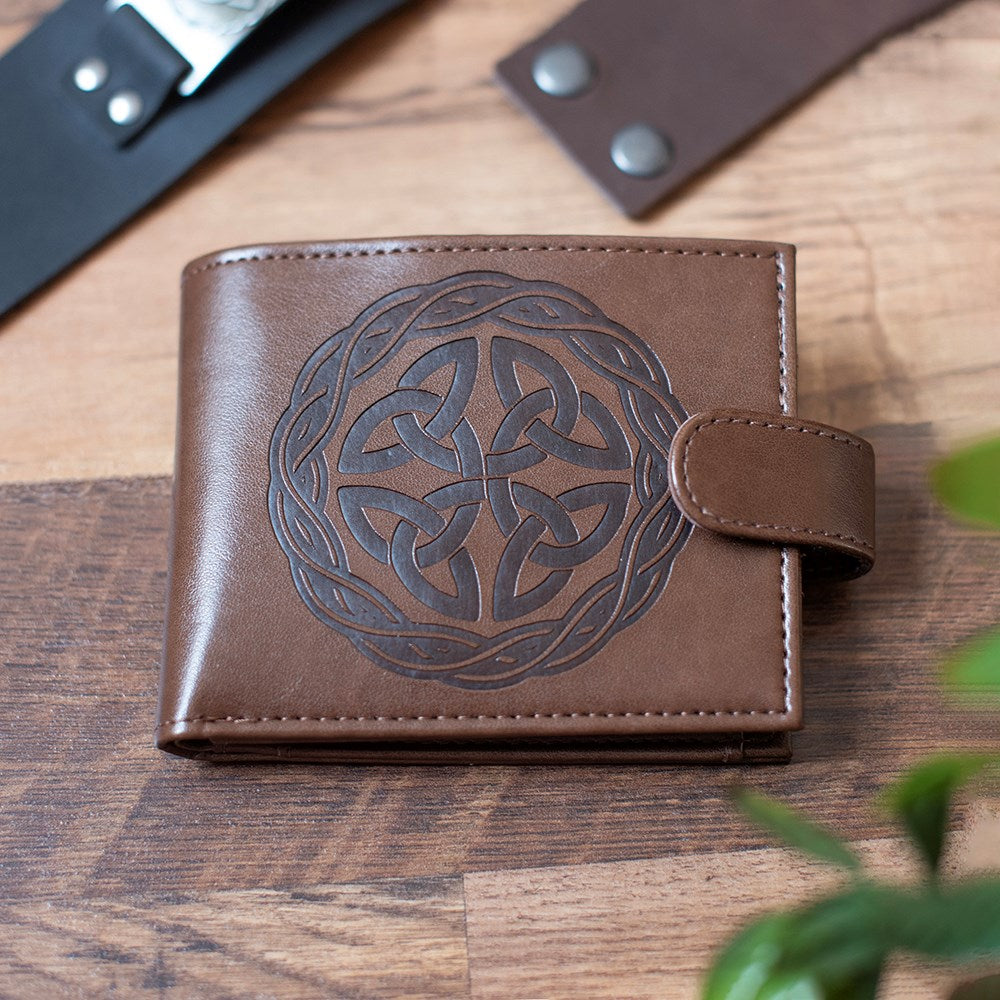 Kunstleder-Geldbörse mit keltischem Schildknoten Wikinger Geschenk Wallet