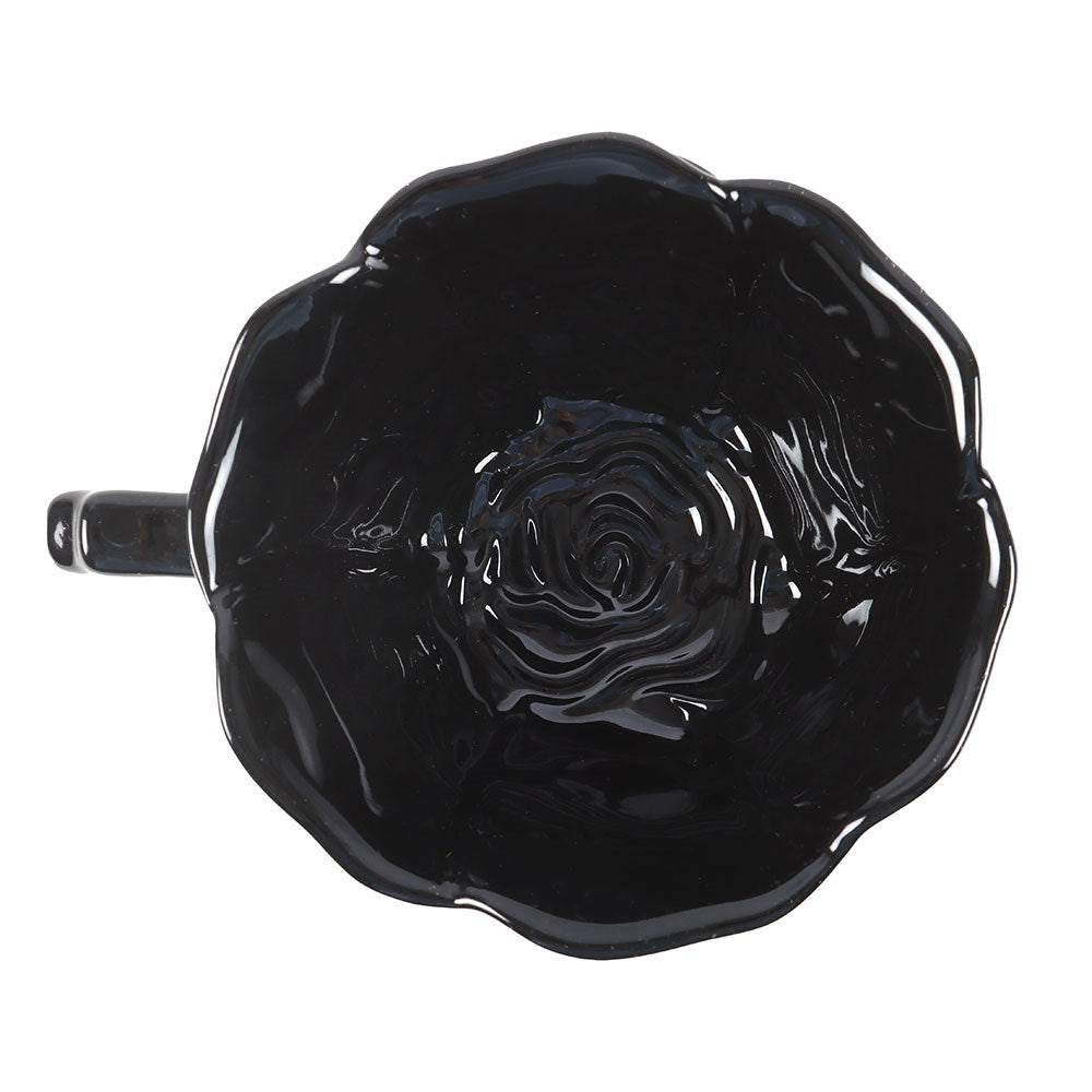 Dark Romance schwarze Tasse mit Untertasse gothic Rose 250 ml