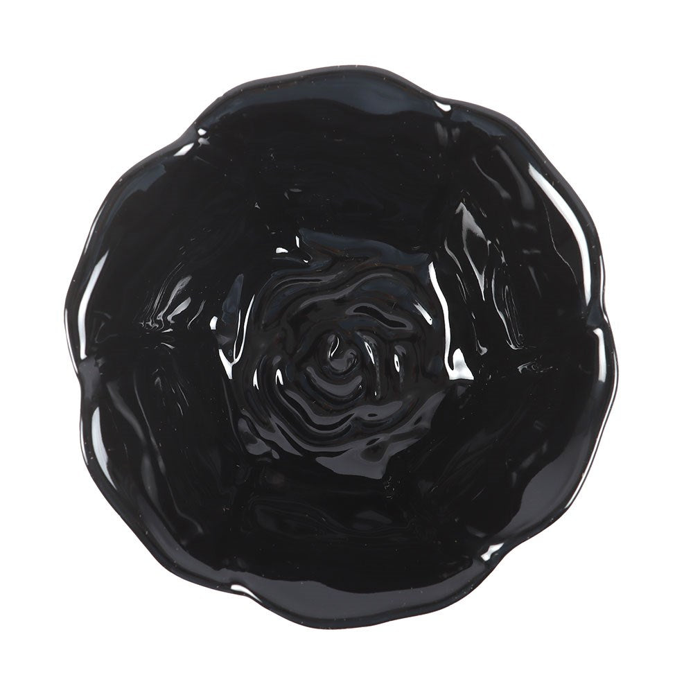 Dark Romance kleine Schmuckschale Rosenform schwarze Rose Schale