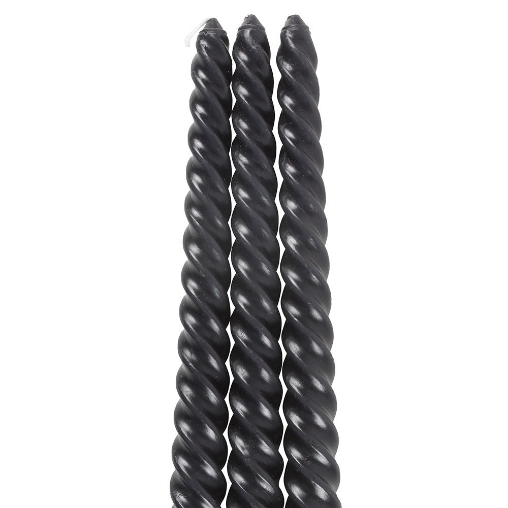 Dark Romance Set of 3 Twist Taper Candles Schwarze Stabkerzen
