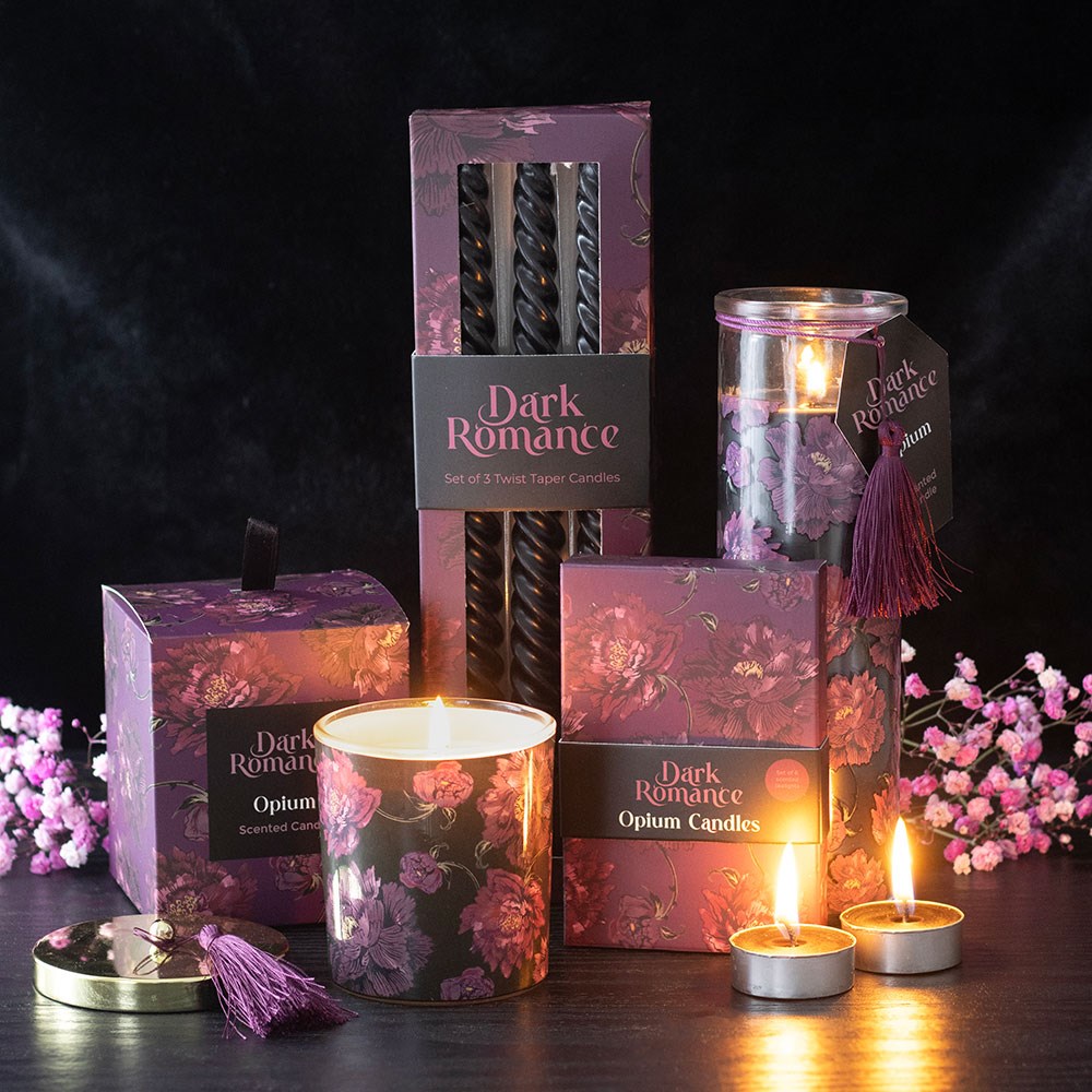 Dark Romance Set of 3 Twist Taper Candles Schwarze Stabkerzen