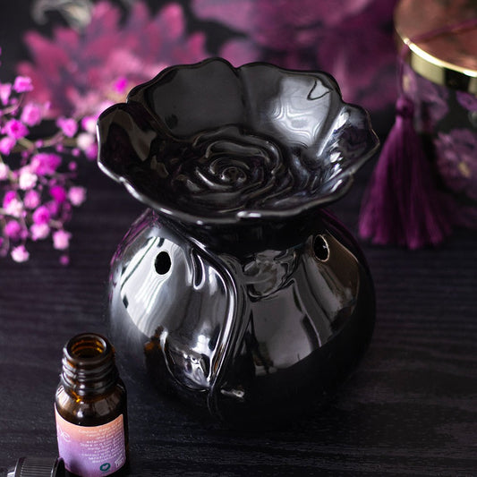 Dark Romance Duftlampe Teelichthalter schwarze Rose