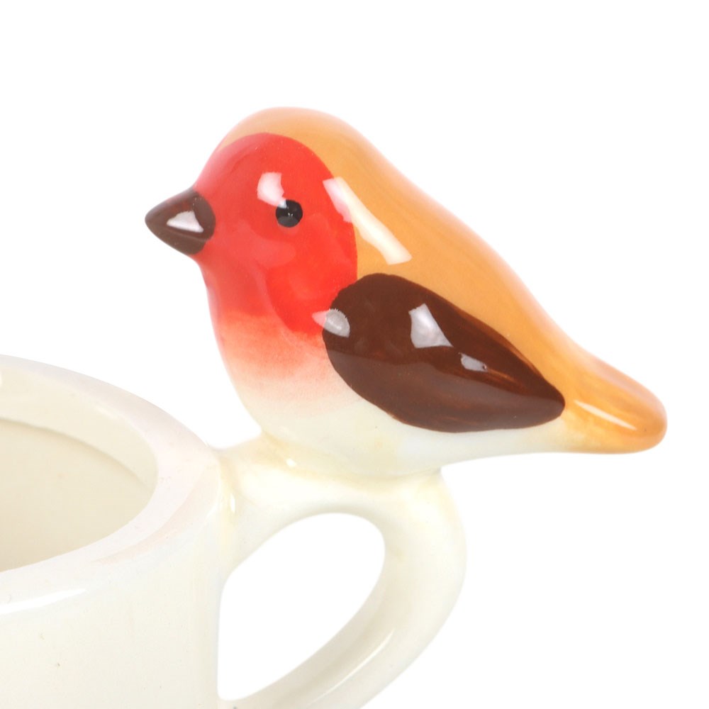 Keramik Teelichthalter mit Rotkehlchen Robin