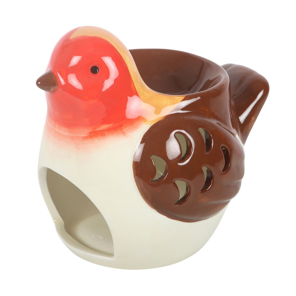 Keramik Rotkehlchen Figur mit Teelichthalter Robin