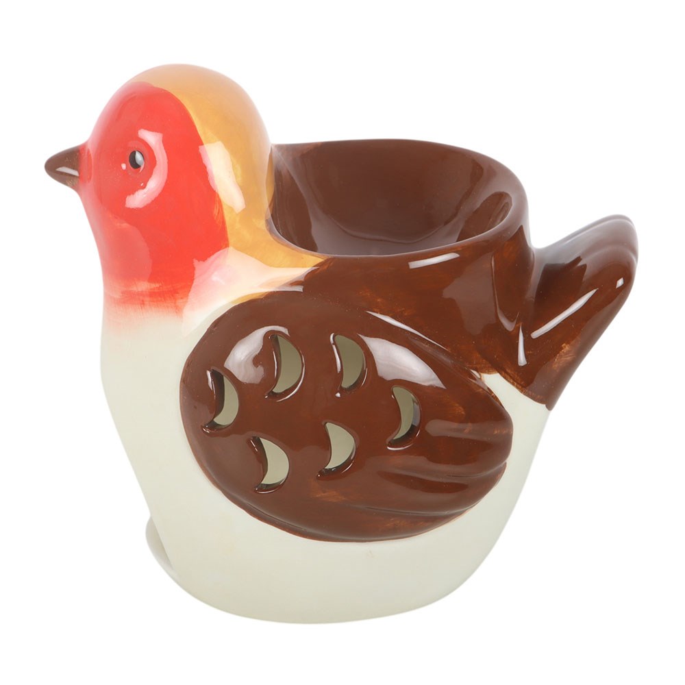 Keramik Rotkehlchen Figur mit Teelichthalter Robin