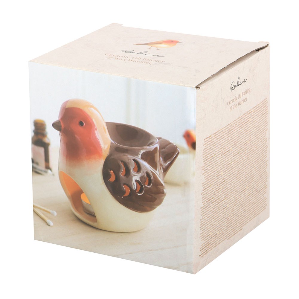 Keramik Rotkehlchen Figur mit Teelichthalter Robin