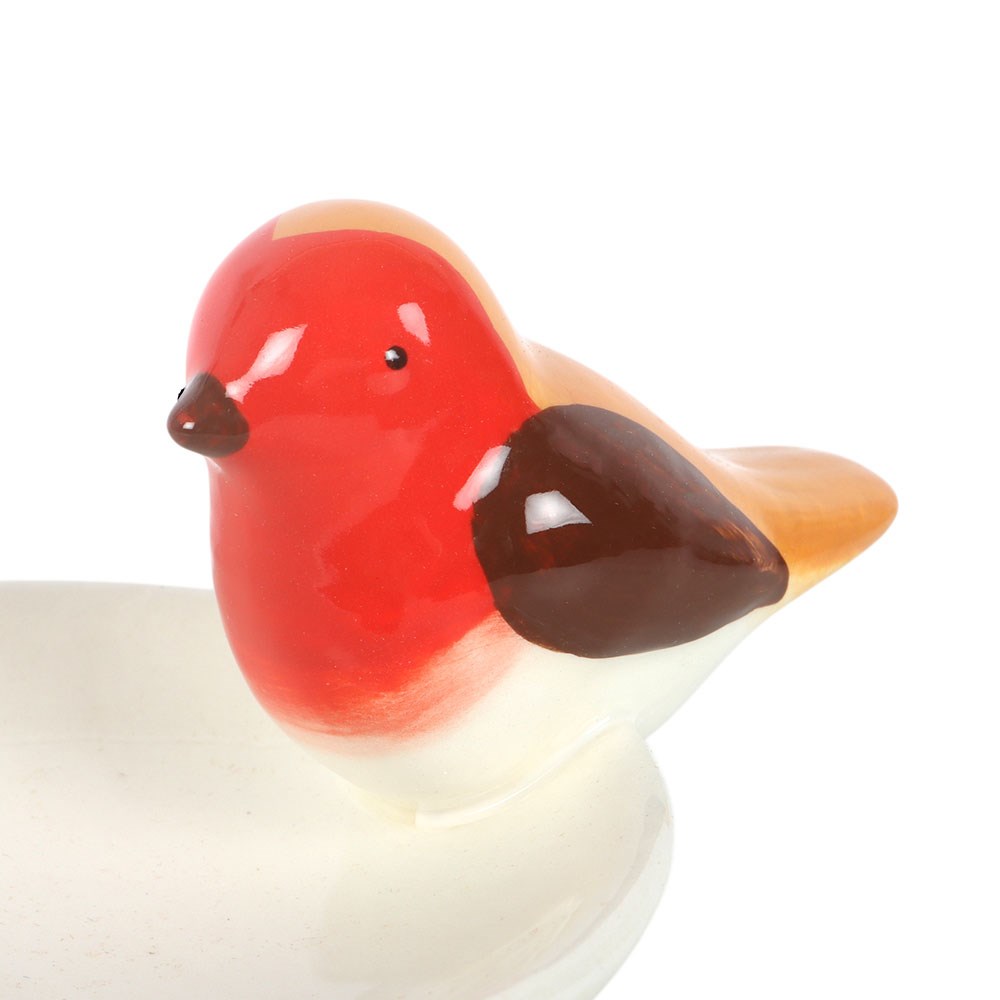 Nostalgische Keramik Schmuckschale mit Vogel Robin