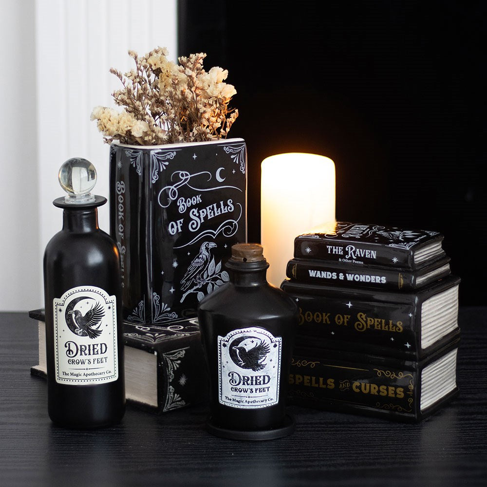 Gothic magisch Duftlampe Teelichthalter "Dark Raven" schwarz -gold "Book of Spells"