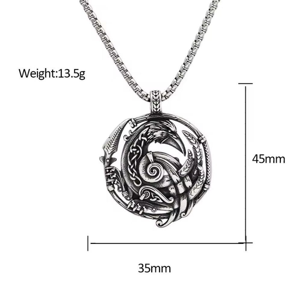 Viking keltisch Halskette mit Anhänger "Odins Rabe" aus Edelstahl