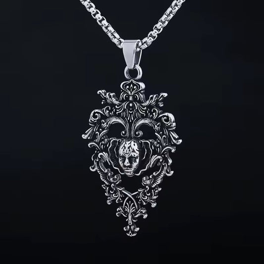 Gothic Barock Harlekin Skull Anhänger Halskette – Edelstahl