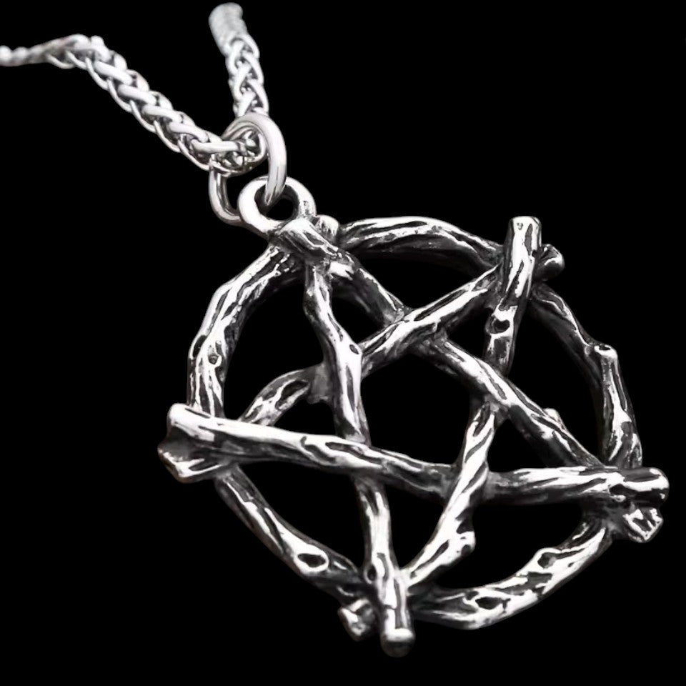 Gothic Pentagramm Ast Anhänger Halskette – Edelstahl
