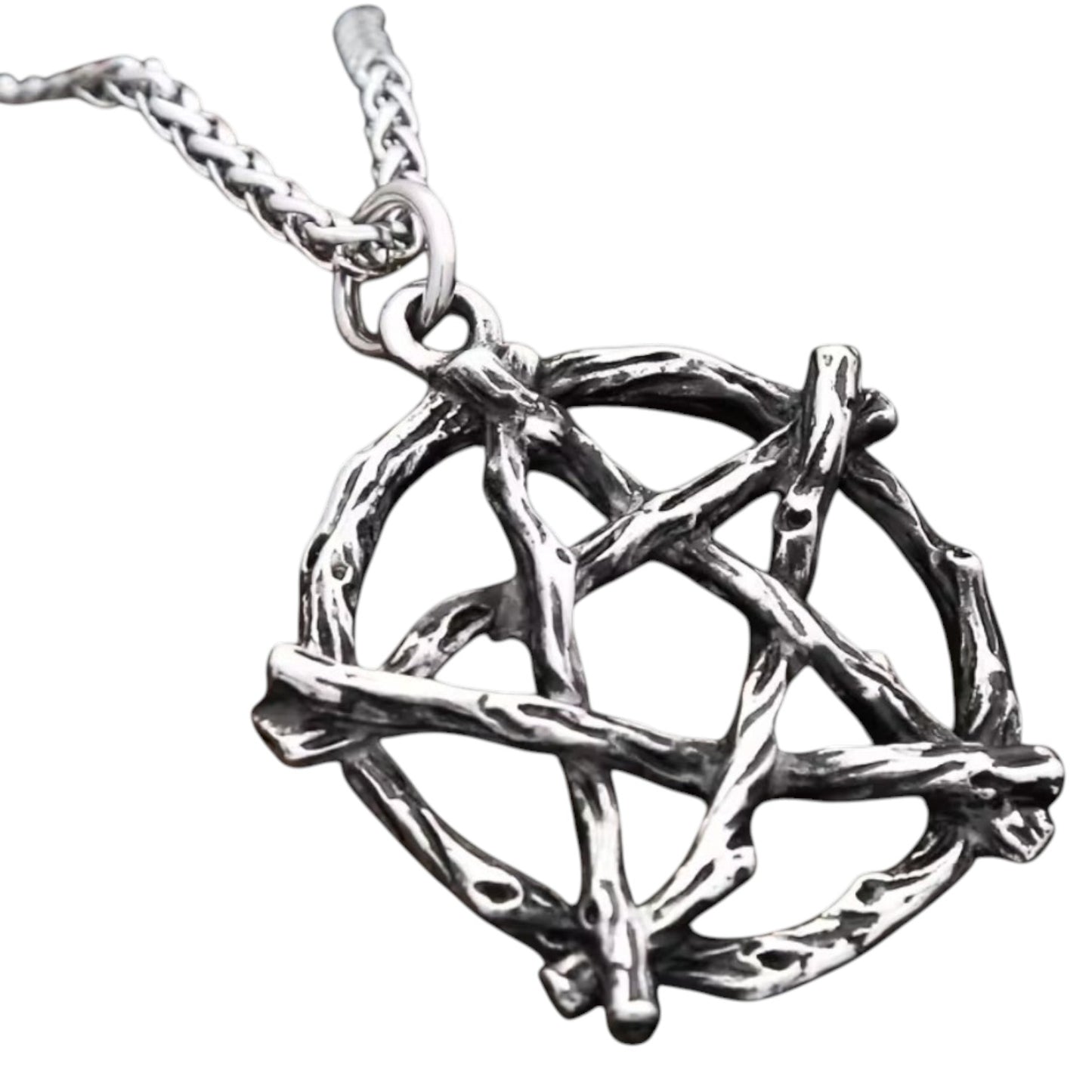 Gothic Pentagramm Ast Anhänger Halskette – Edelstahl
