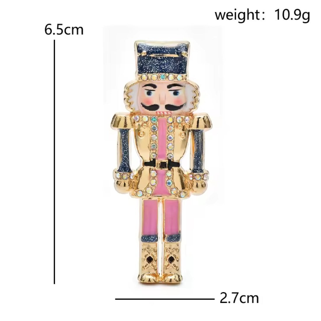 Nussknacker Soldat Brosche Maßangaben 2,7 x 6,5 cm 10,9g