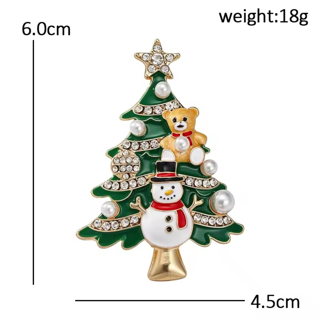 Weihnachtsbaum Brosche Maßangaben 4,5 x 6,0 cm 18g