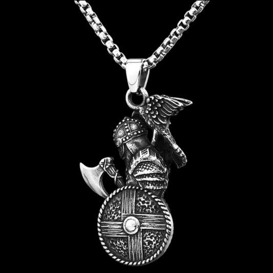 Viking Warrior Valkyrie Wikinger mit Axt Edelstahl Halskette