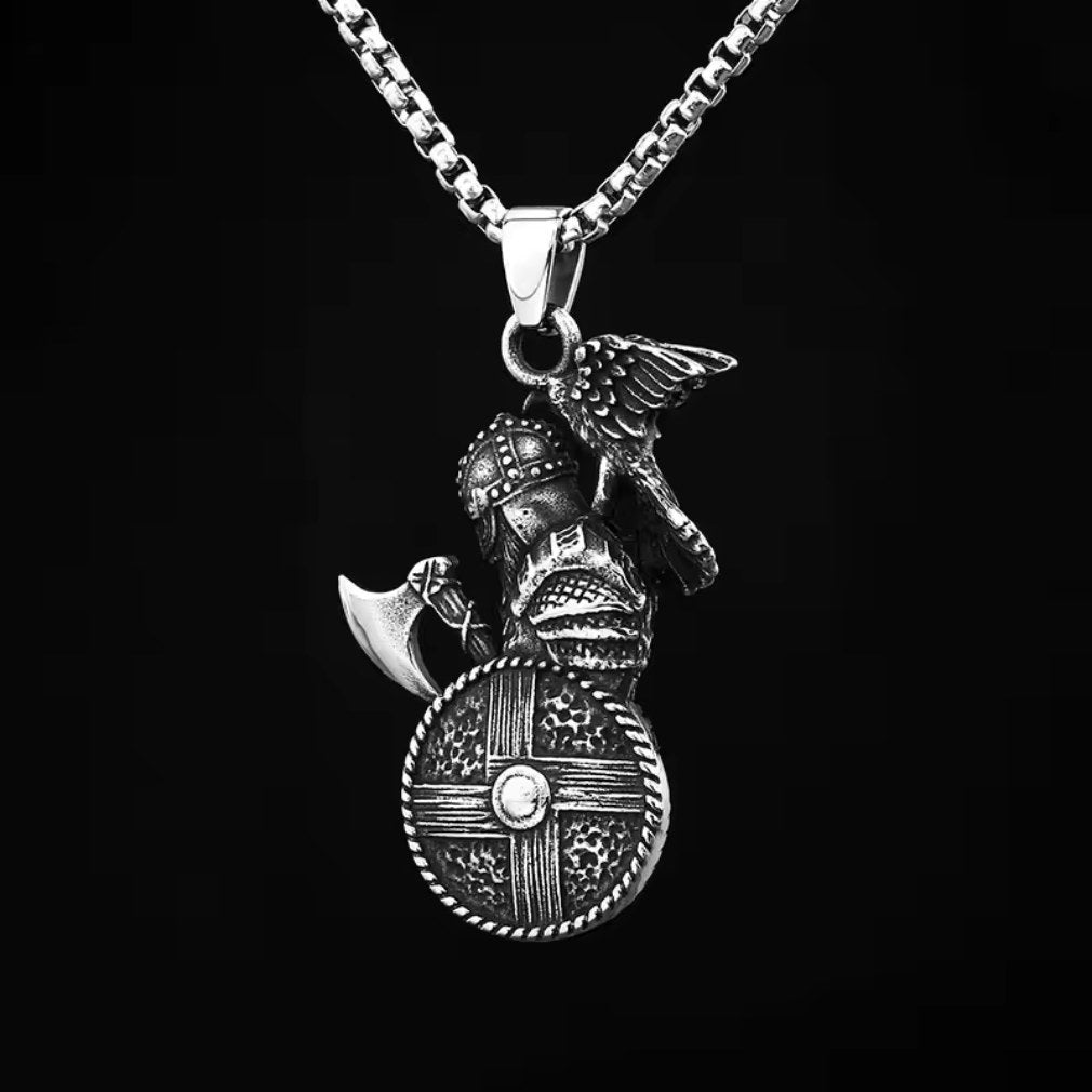 Viking Warrior Valkyrie Wikinger mit Axt Edelstahl Halskette
