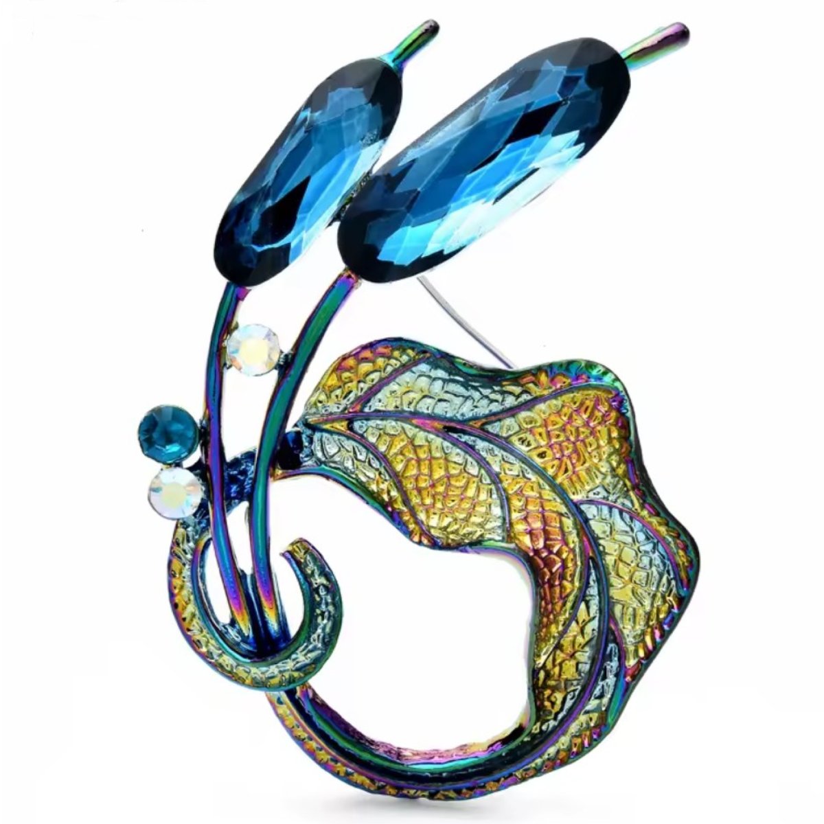 Kristallblume Brosche in Regenbogenfarben vintage