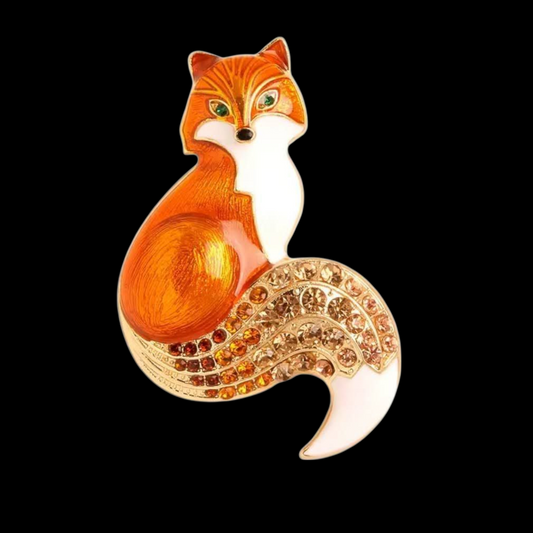 Nostalgische Brosche Fuchs orange