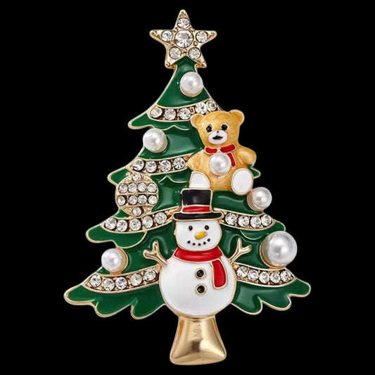 Weihnachtsbaum Brosche schwarzer Hintergrund Frontansicht