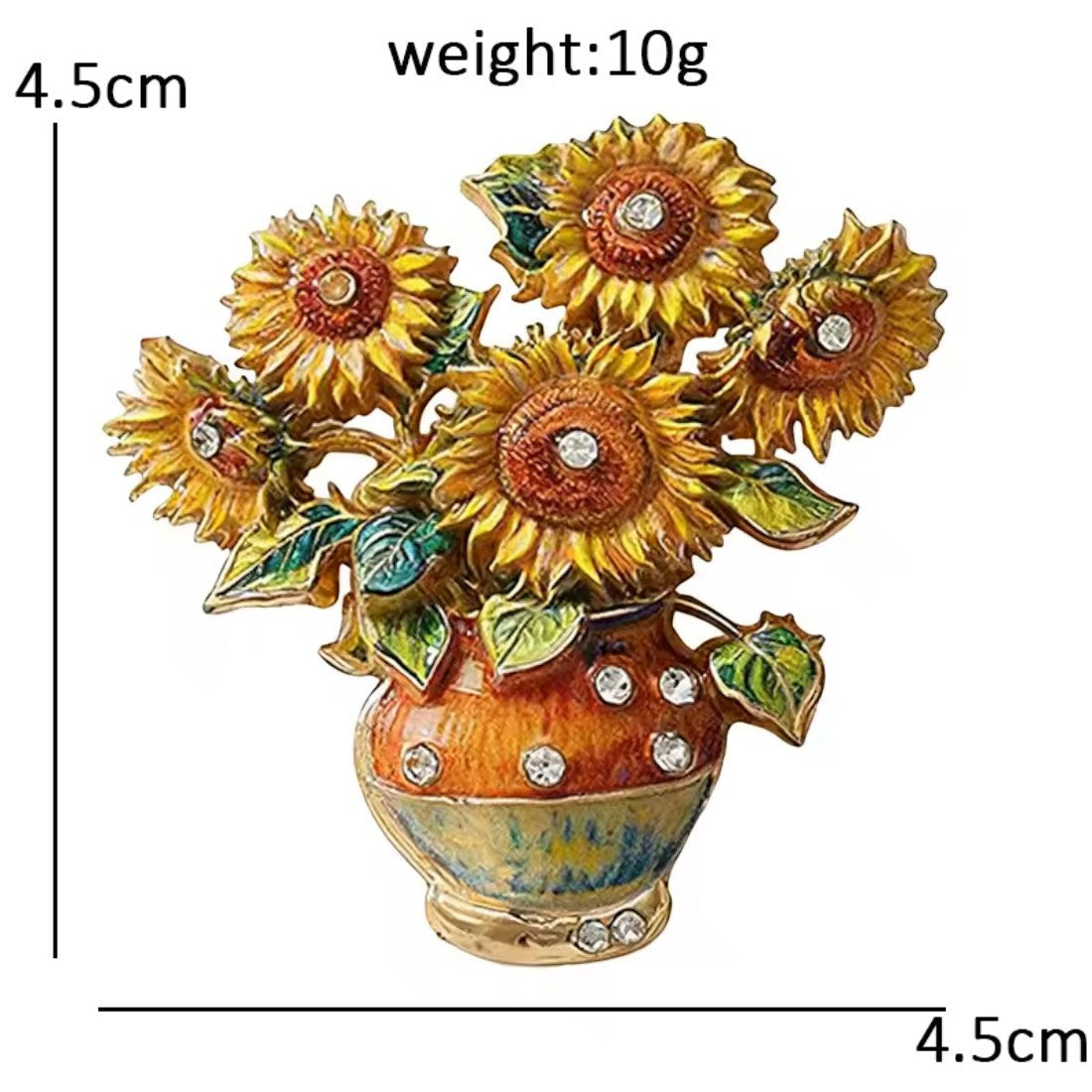 Van Gogh Sonnenblumen Brosche Maßangaben 4,5 x 4,5 cm Gewicht 10g