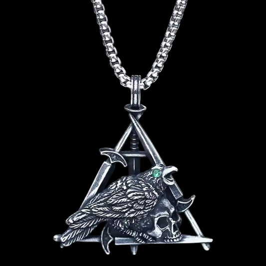 Edelstahl Raben Halskette mit Anhänger Raven Necklace Gothic