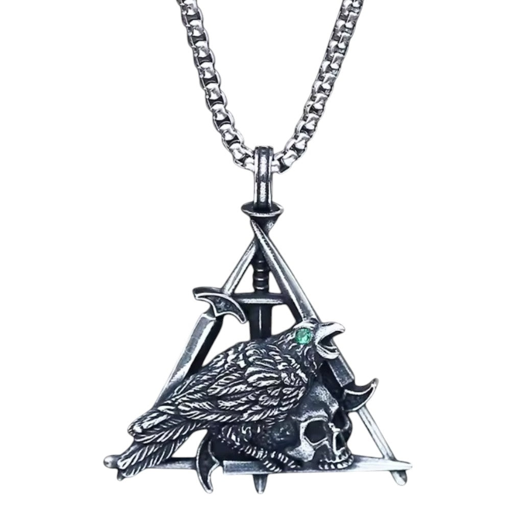 Edelstahl Raben Halskette mit Anhänger Raven Necklace Gothic