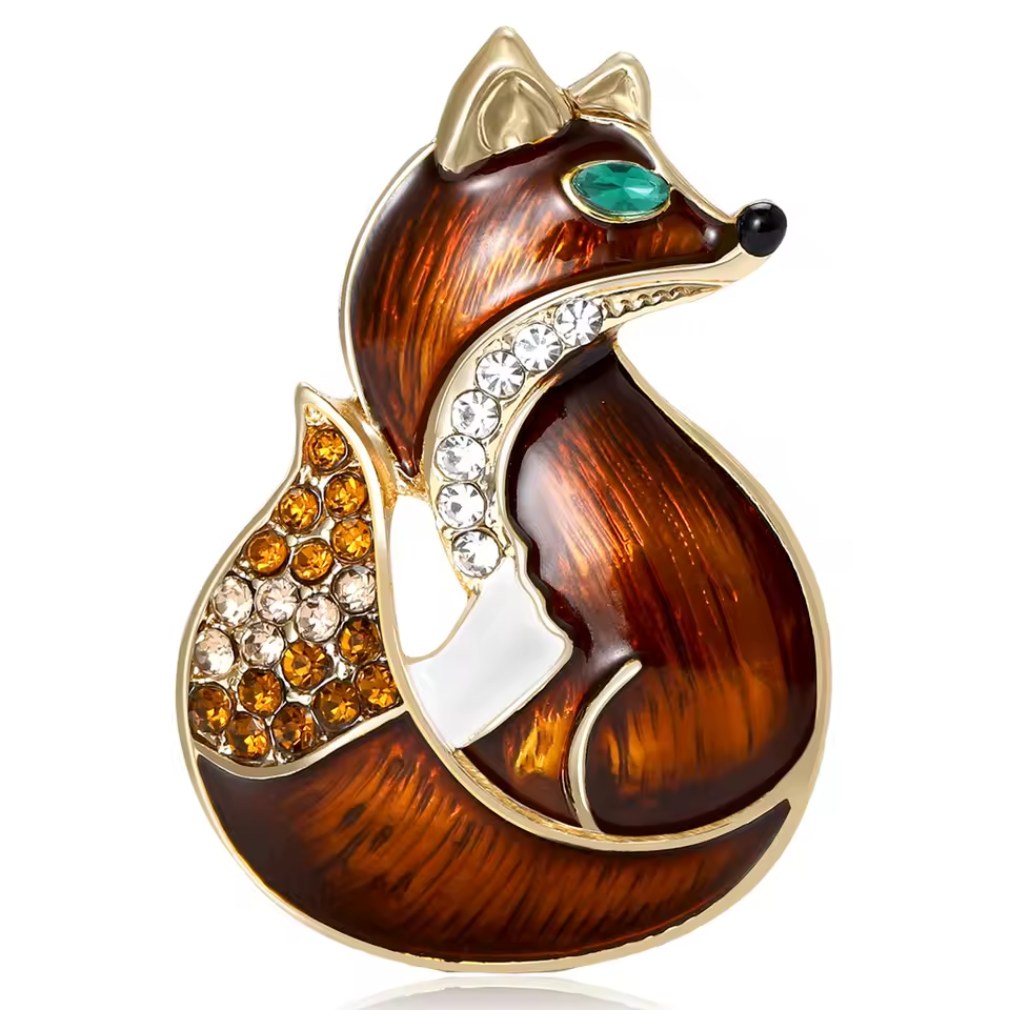 Vintage Brosche Fuchs mit Strass
