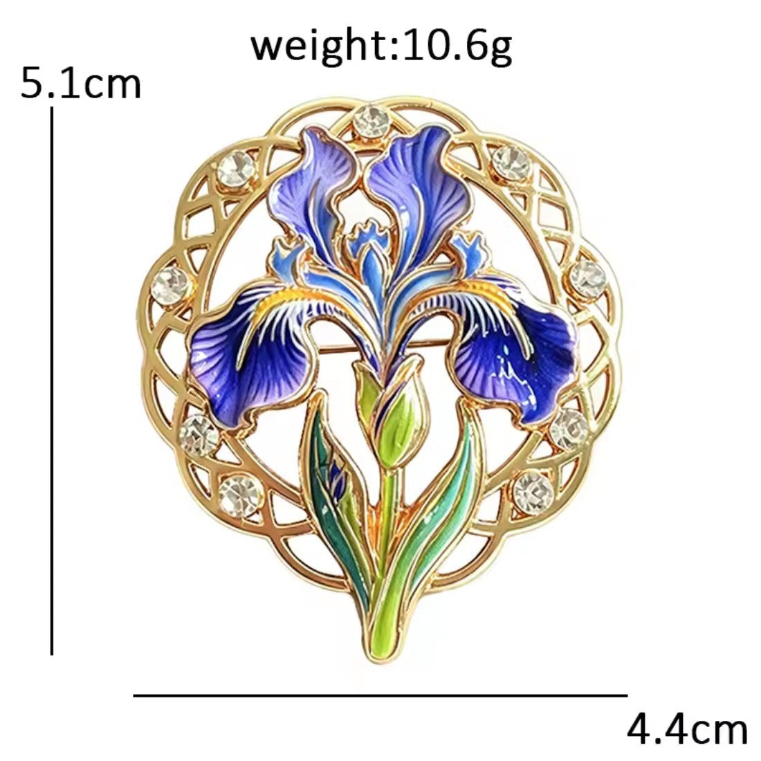 Iris Brosche Maßangaben 4,4 x 5,1 cm Gewicht 10,6g