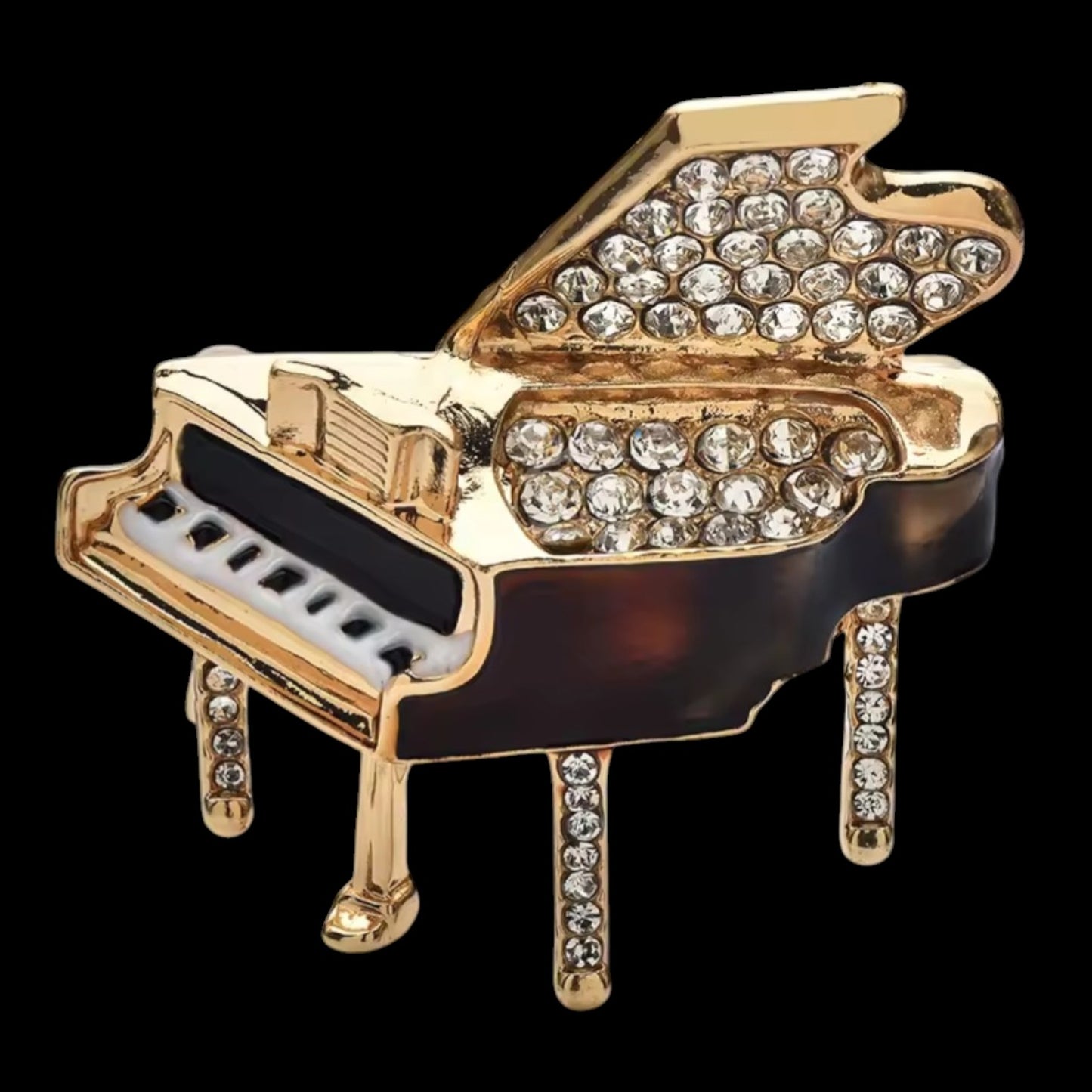 Elegante Flügel Klavier Brosche mit Strass im Vintage-Stil
